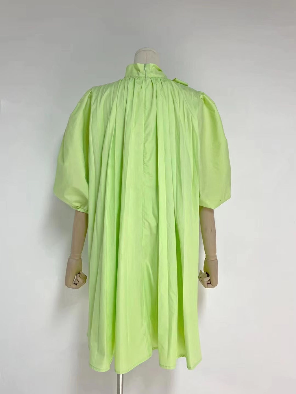 Women's Summer Tie Neck Daily Elegant Puff Sleeve A Line Dress