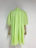 Women's Summer Tie Neck Daily Elegant Puff Sleeve A Line Dress