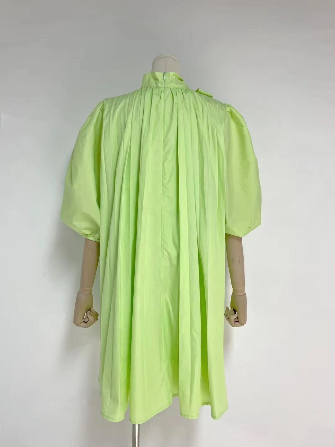 Women's Summer Tie Neck Daily Elegant Puff Sleeve A Line Dress