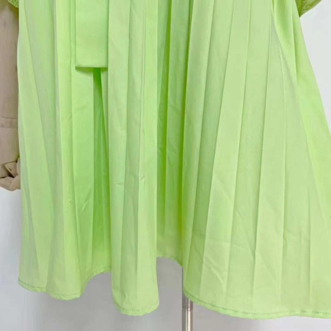 Women's Summer Tie Neck Daily Elegant Puff Sleeve A Line Dress