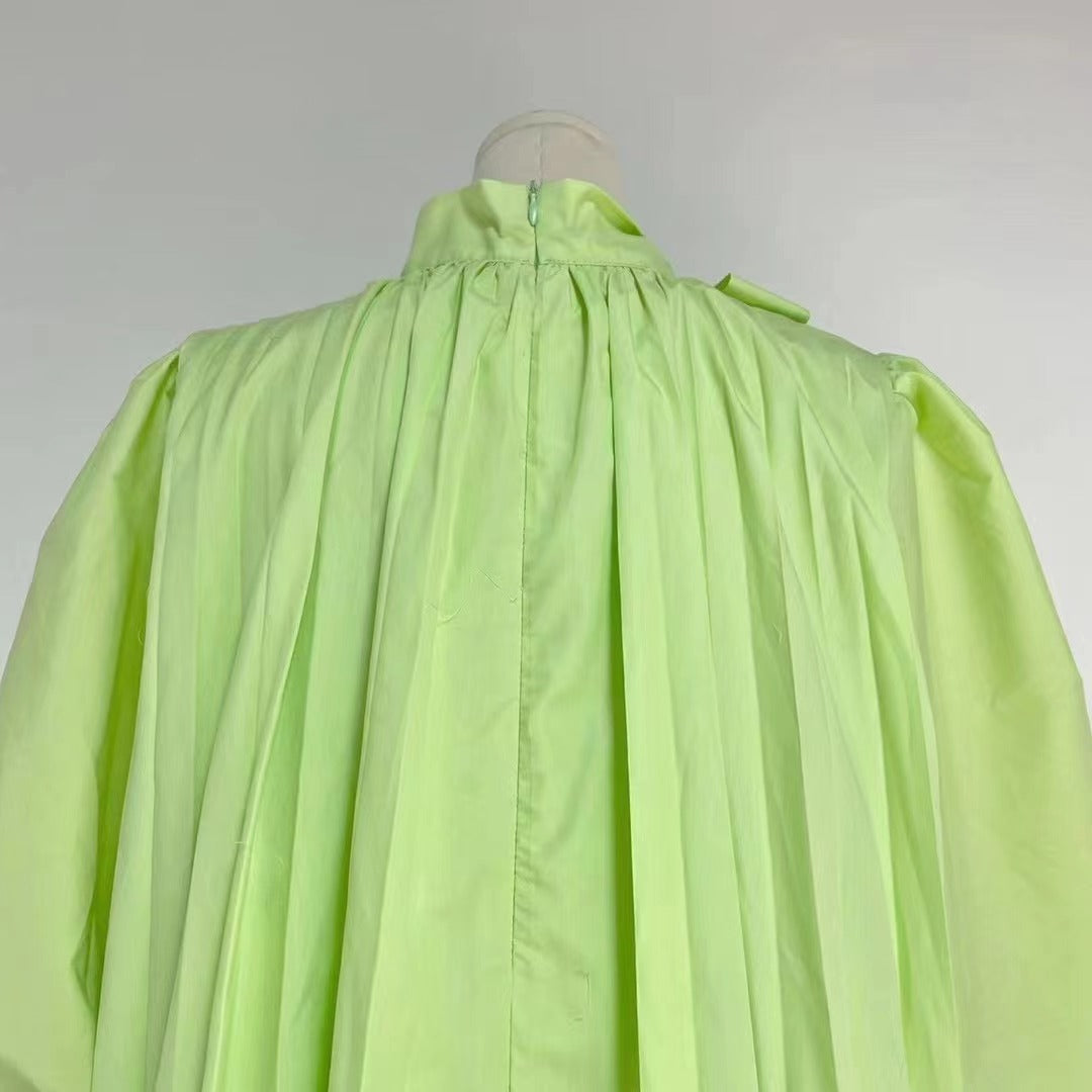 Women's Summer Tie Neck Daily Elegant Puff Sleeve A Line Dress