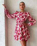 Women's Printed Crew-Neck Mini Dress
