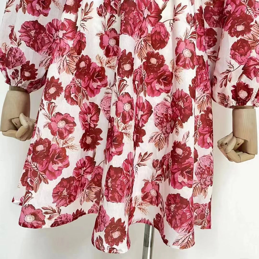 Women's Printed Crew-Neck Mini Dress