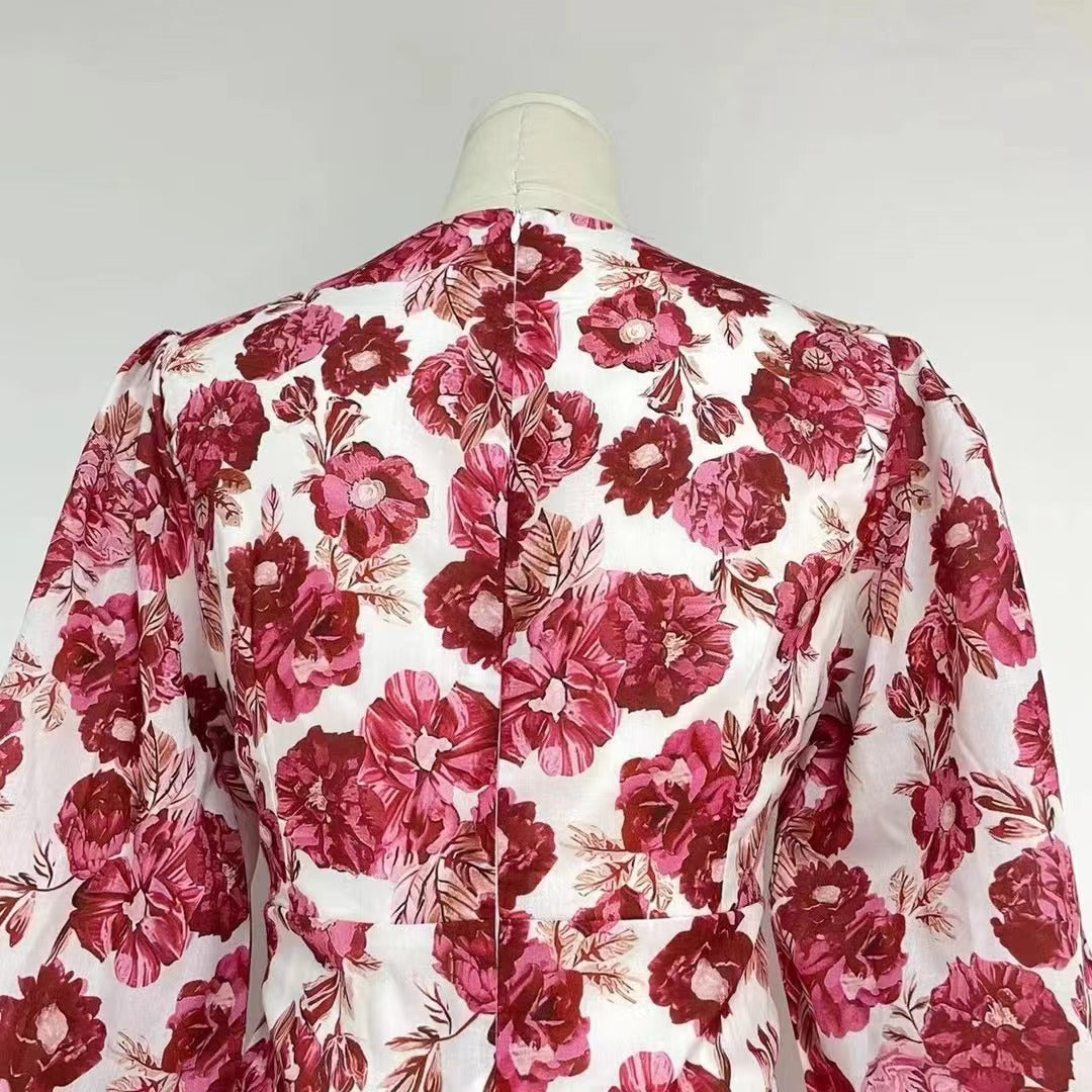 Women's Printed Crew-Neck Mini Dress
