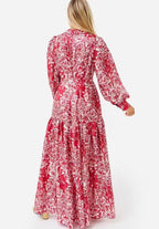 Daily Printed Elegant Collared A-Line Shirt Maxi Dress