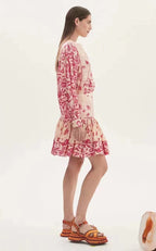 Women's Stand Collar Belted Lantern Coordinated Two-Piece Set