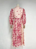 Printed Belted Elegant A-Line Maxi Dress