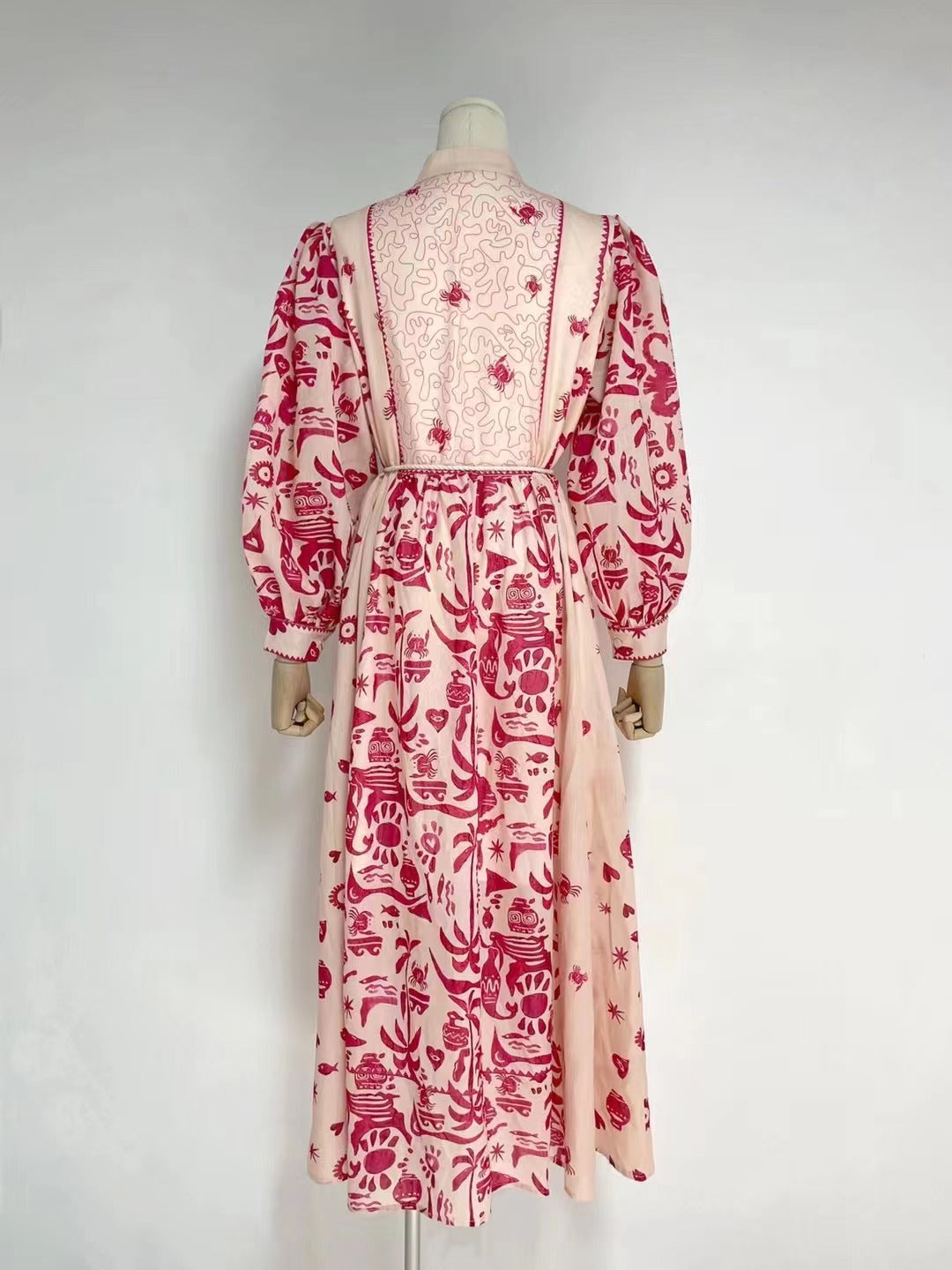 Printed Belted Elegant A-Line Maxi Dress