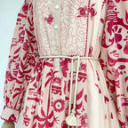Printed Belted Elegant A-Line Maxi Dress