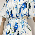 Soild Printed Cutout Crew Neck Elegant Maxi Dress