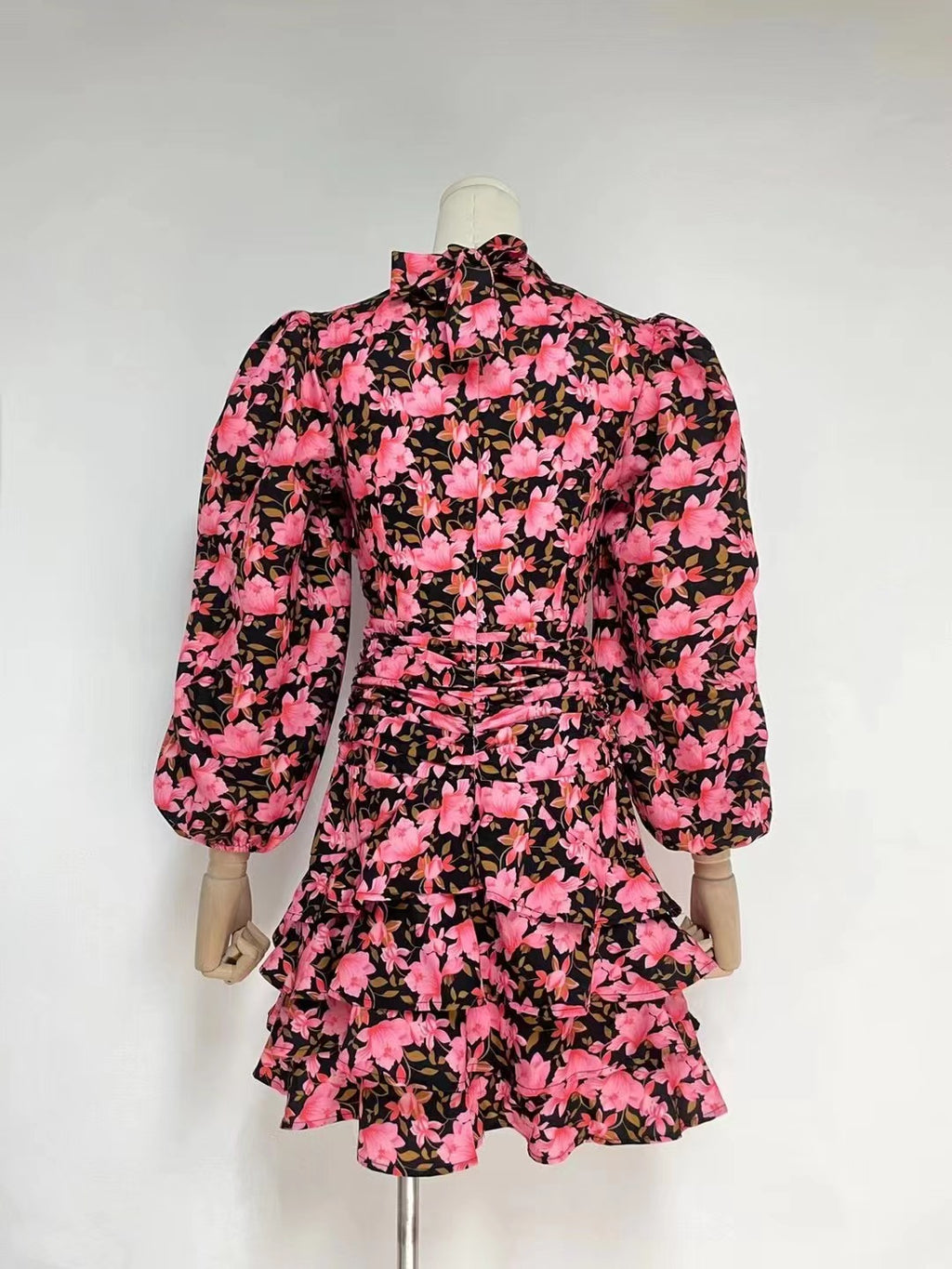 Spring Fall Cutout Tie Lace Soild Floral Halter Daily Tiered Dress