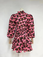 Spring Fall Cutout Tie Lace Soild Floral Halter Daily Tiered Dress