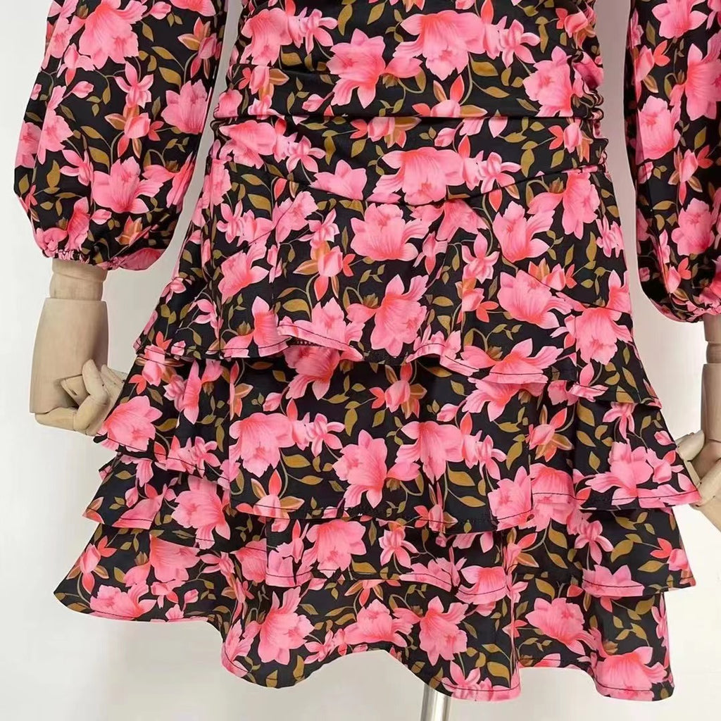Spring Fall Cutout Tie Lace Soild Floral Halter Daily Tiered Dress