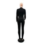 Women's Long Sleeved Cardigan Round Neck Top Slim Trousers Two-Piece Set