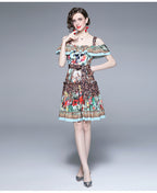 Printed Daily Belted Cami A-Line Knee Dress