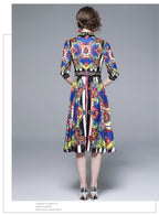 Printed Collared Midi Shirt Dress