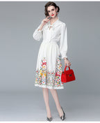 Women's Spring Fall Printed Long Dress Two-Piece Set