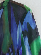Women’s Printed Mesh Long Sleeve Bodysuit Top