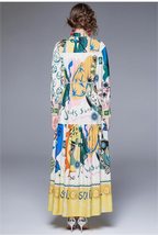 Printed Tie-Front A-Line Maxi Dress