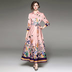 Joker Waist Slim Printed Dress With Belt