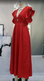 Women's Deep V-Neck Swing Dress