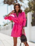 Women's Belted Collared Blazer Mini Dress