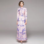 European Fashion Joker Waist Slim Printed Dress