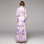 European Fashion Joker Waist Slim Printed Dress