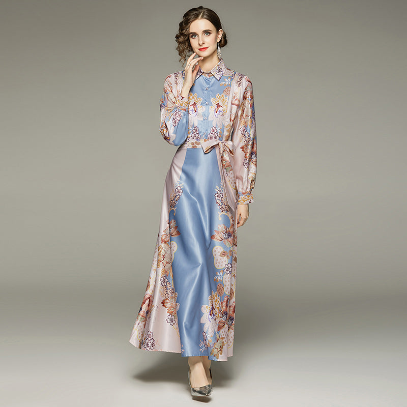 Women's Slim Printed Dress With Belt
