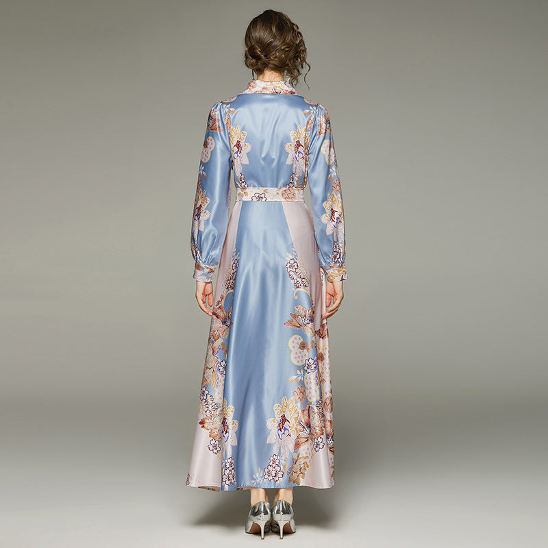 Women's Slim Printed Dress With Belt