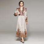 Retro Paisley V-Neck Dress