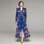 Women's Ruffle-Trim Floral Collared Maxi Dress
