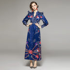 Women's Ruffle-Trim Floral Collared Maxi Dress