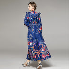 Women's Ruffle-Trim Floral Collared Maxi Dress