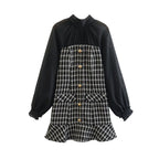 Textured Stitching Long-Sleeve Dress