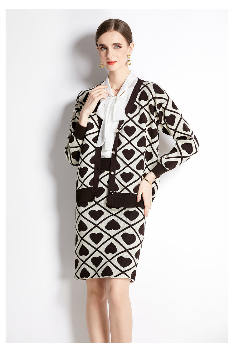 Women's Tie Neck Sleeve Dress Two-Piece Set