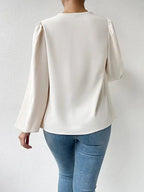 Women's Long Sleeved Shirt Loose Draped V Neck Top T Shirt Women Clothing
