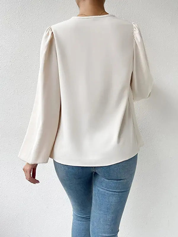 Women's Long Sleeved Shirt Loose Draped V Neck Top T Shirt Women Clothing