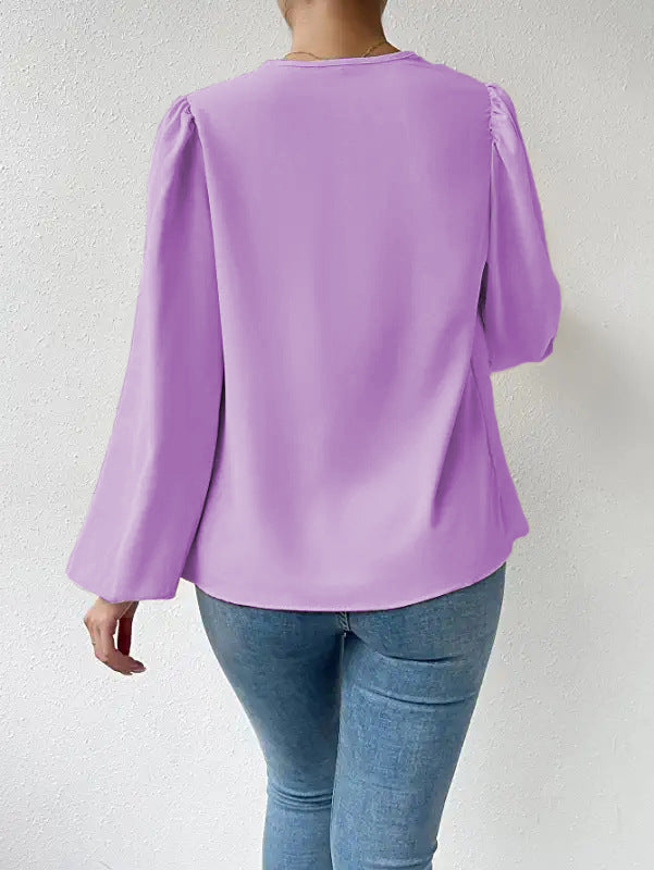 Women's Long Sleeved Shirt Loose Draped V Neck Top T Shirt Women Clothing