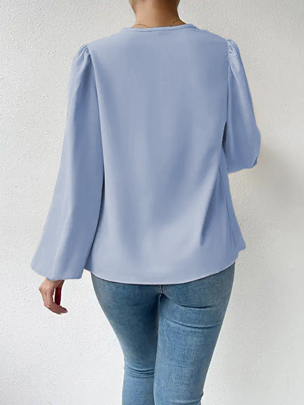 Women's Long Sleeved Shirt Loose Draped V Neck Top T Shirt Women Clothing