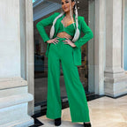 Blazer Suit Vest Straight Trousers Autumn Winter Office Three-Piece Set