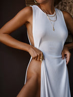 Sleeveless White Bikini Swimwear