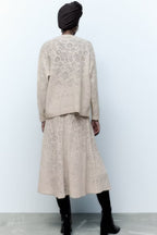 Women's Autumn Age Reducing Jacquard Coordinated Two-Piece Set