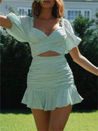 Women's V-Neck Cutout Lace-Up Summer Dress