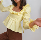 Women's Summer Wind Women Solid Color Long Sleeve Ruffled Shirt