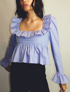 Women's Summer Wind Women Solid Color Long Sleeve Ruffled Shirt