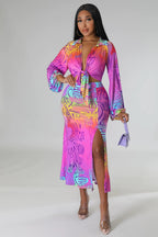 Women's Lace Up Sleeved Coordinated Two-Piece Set