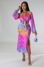 Women's Lace Up Sleeved Coordinated Two-Piece Set