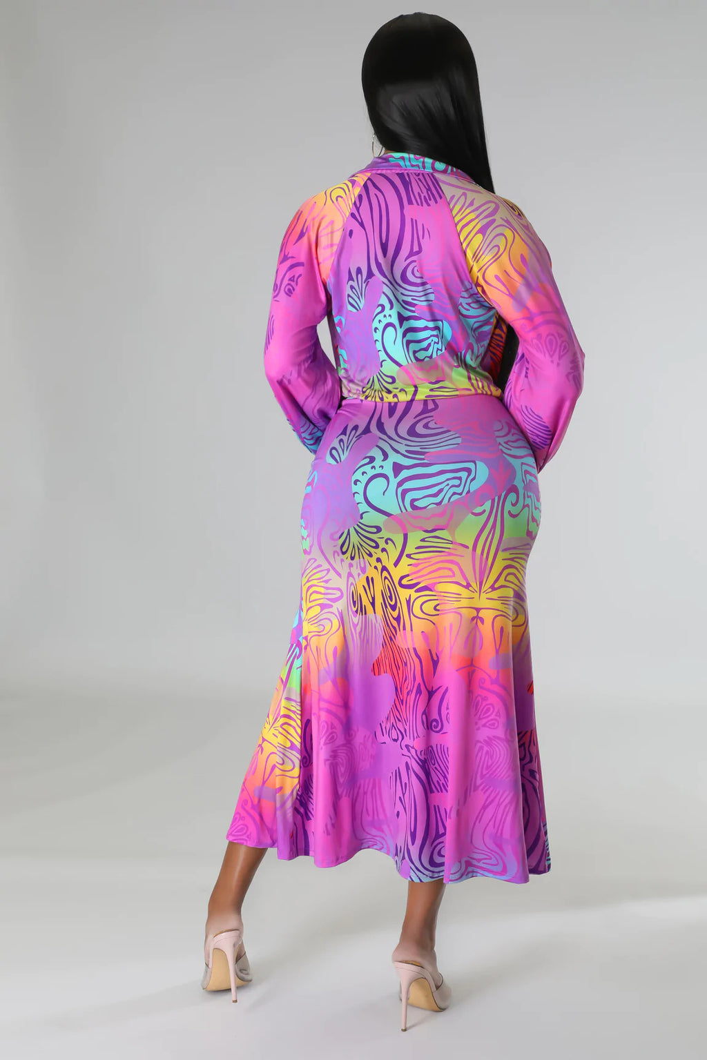 Women's Lace Up Sleeved Coordinated Two-Piece Set