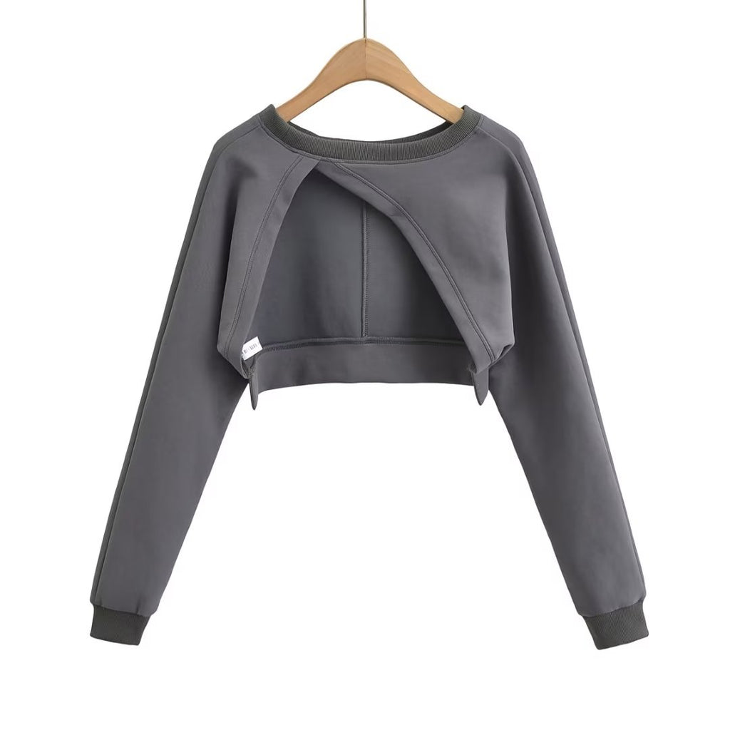 Women's Loose Sweater High Waist Short Irregular Asymmetric Blouse